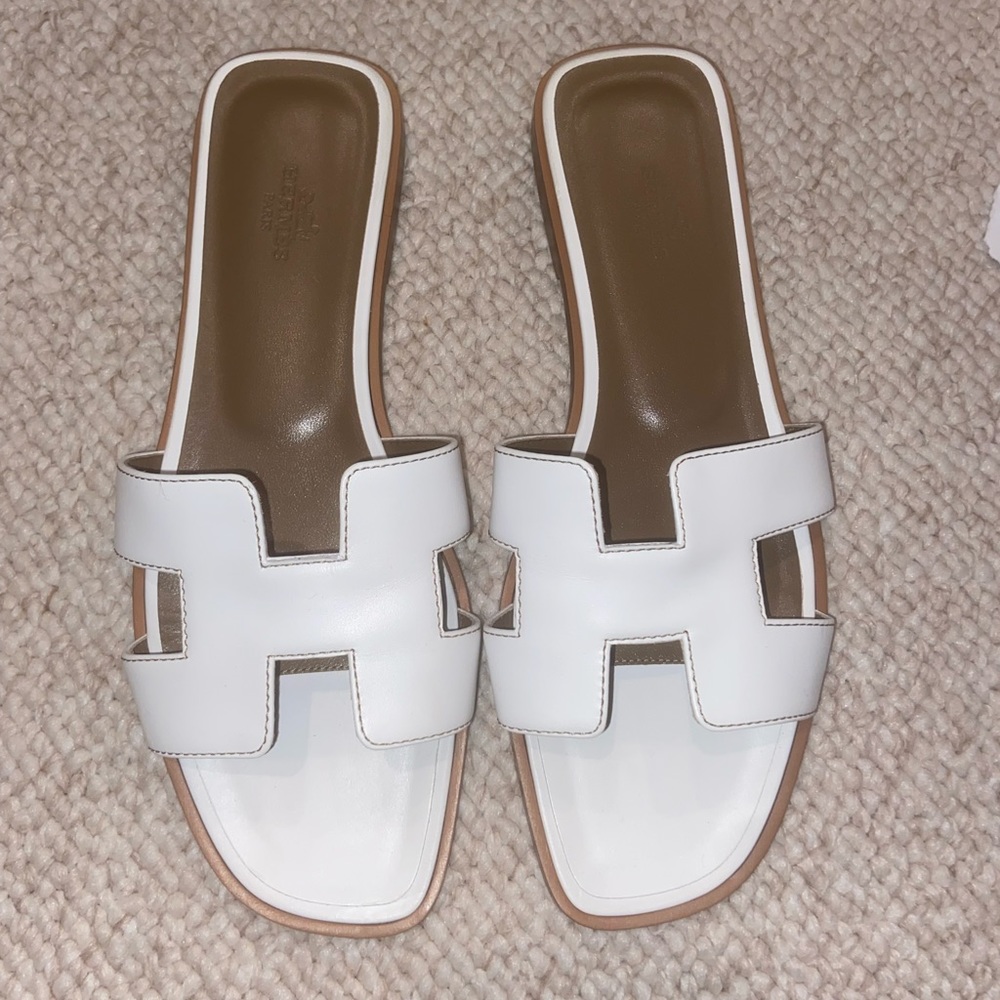 White Hermès sandals